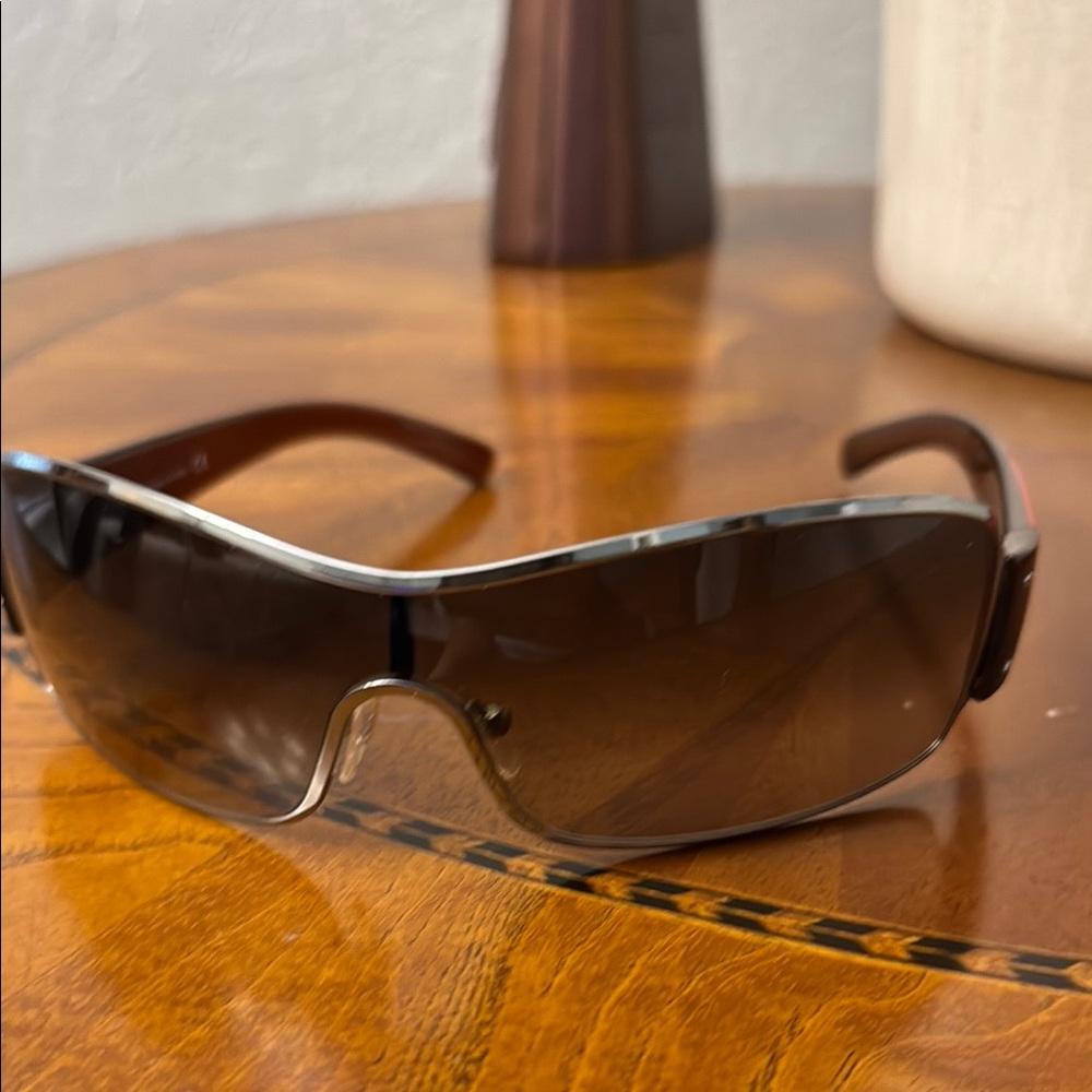 Prada Brown Sunglasses with Red Accent